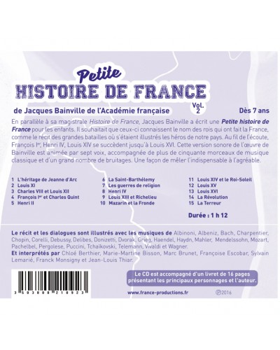 CD Petite histoire de France vol 2 (de François Ier à Louis XVI)