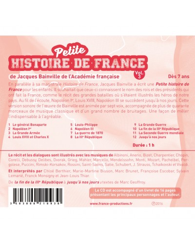 CD Petite histoire de France vol 3 (de Napoléon Ier à nos jours)