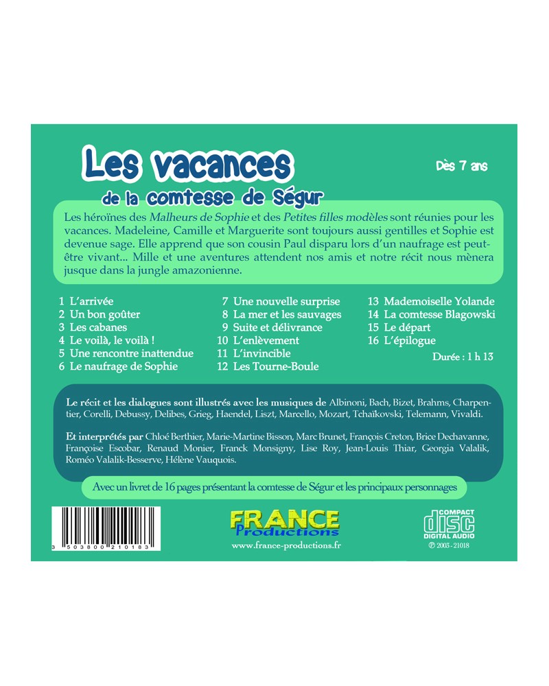 CD Les vacances de la comtesse de Ségur