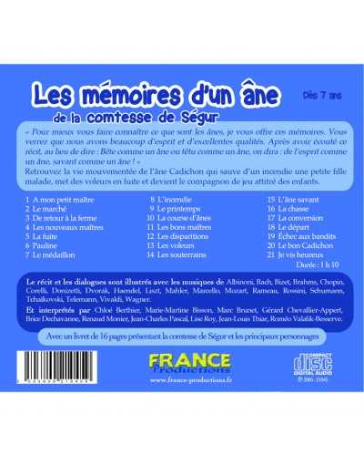 CD Les mémoires d'un âne de la comtesse de Ségur