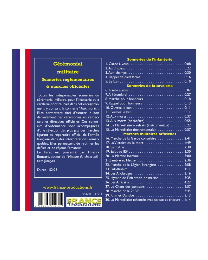 CD Cérémonial militaire, sonneries réglementaires et marches officielles