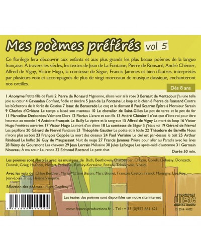 Mes poèmes préférés le lot de 5 CD