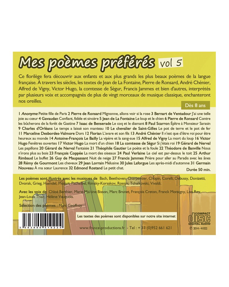 Mes poèmes préférés le lot de 5 CD