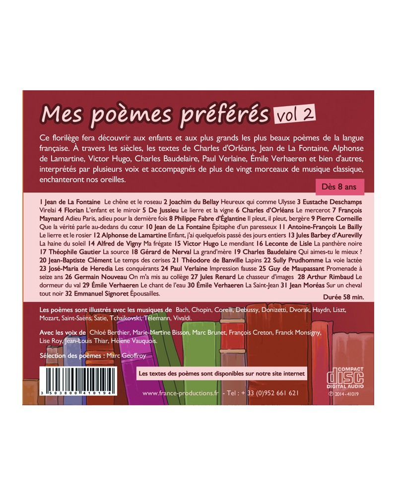 Mes poèmes préférés le lot de 5 CD