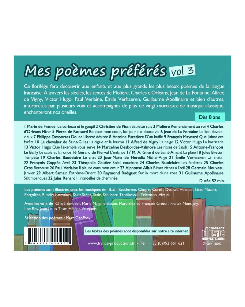 Mes poèmes préférés le lot de 5 CD