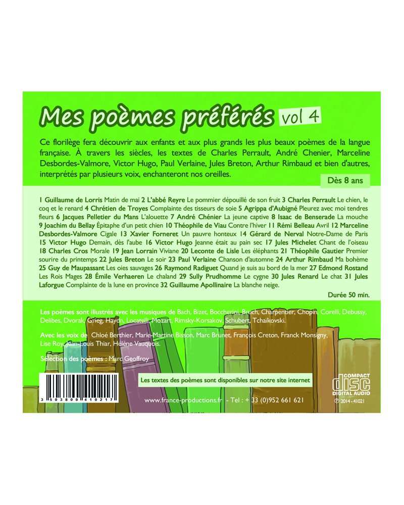 Mes poèmes préférés le lot de 5 CD