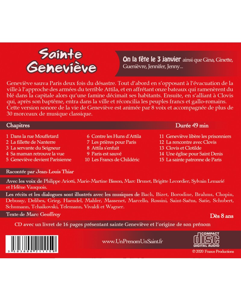 Retrouvez la vie de Sainte Geneviève racontée en CD aux enfants