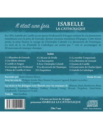 Dos du CD Il était une fois Isabelle la Catholique