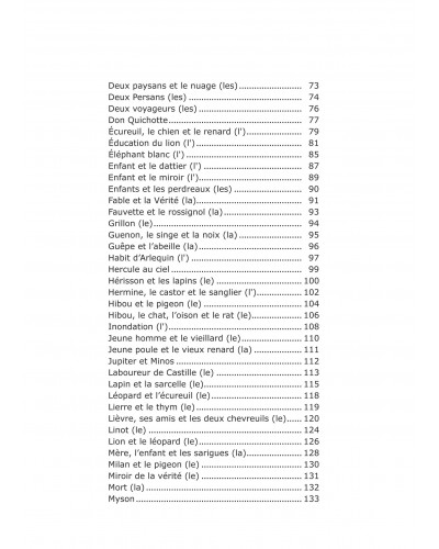 Liste des fables page 2