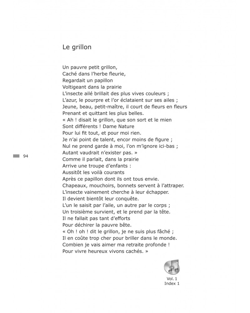 Texte de la fable "Le grillon"
