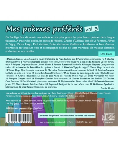 Dos du CD Mes poèmes préférés vol 3