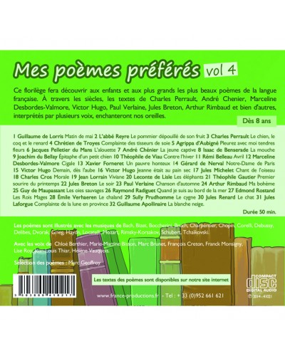 Dos du CD Mes poèmes préférés vol 4