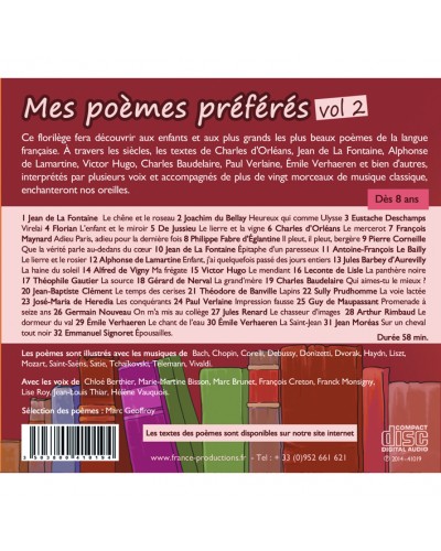 Dos du CD Mes poèmes préférés vol 2