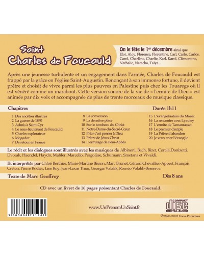 Dos du digipak Saint Charles de Foucauld