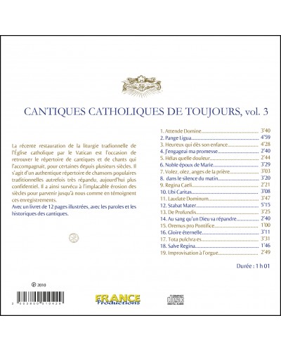 CD Cantiques catholiques de toujours VOL 3