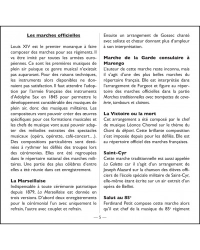 CD Cérémonial militaire, sonneries réglementaires et marches officielles