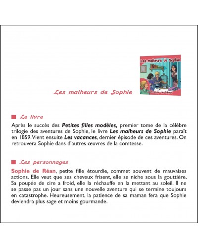 CD Les malheurs de Sophie de la comtesse de Ségur