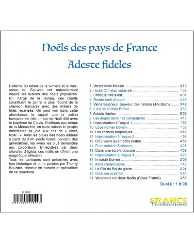 CD Noëls des pays de France, dos du digipack
