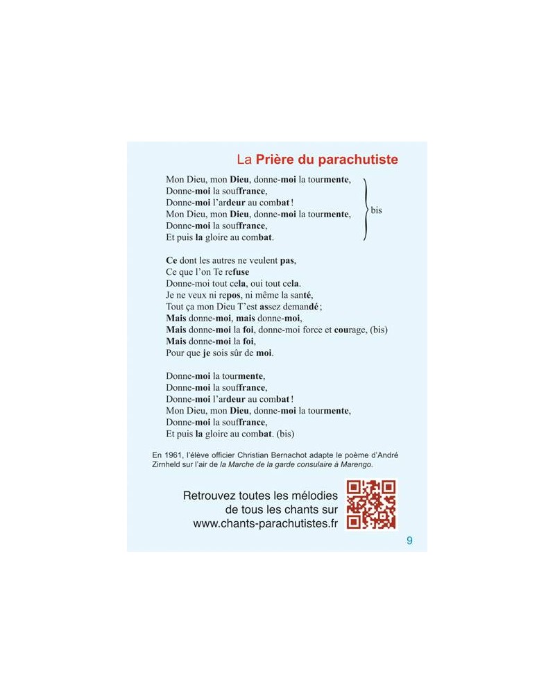 Carnet de chants des parachutistes page 9