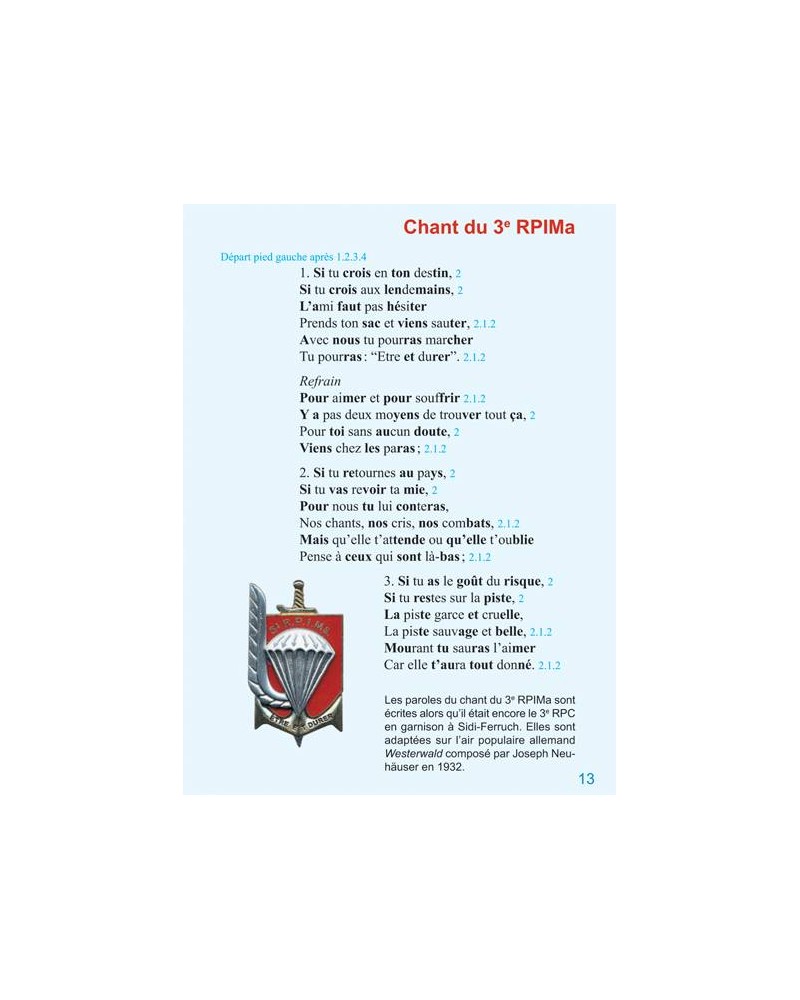 Carnet de chants des parachutistes page 13